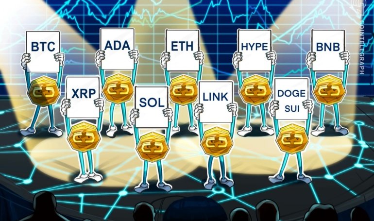 BTC, ETH, XRP, BNB, SOL, DOGE, ADA, SUI, HYPE, LINK