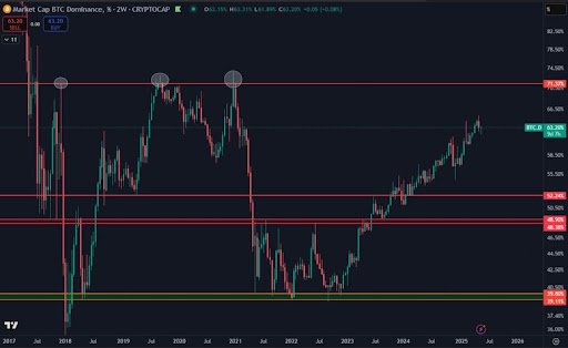 Bitcoin Dominance Chart Remains Very High Despite Crash, What This Means For Altcoins