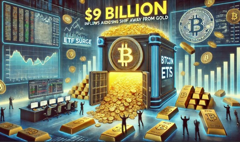 Bitcoin ETFs See  Billion Inflows Amid Escalating Shift Away From Gold