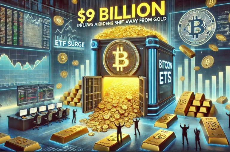 Bitcoin ETFs See  Billion Inflows Amid Escalating Shift Away From Gold