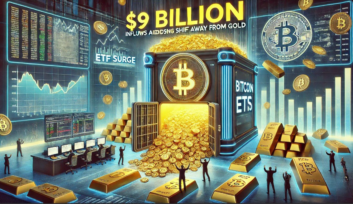Bitcoin ETFs See  Billion Inflows Amid Escalating Shift Away From Gold