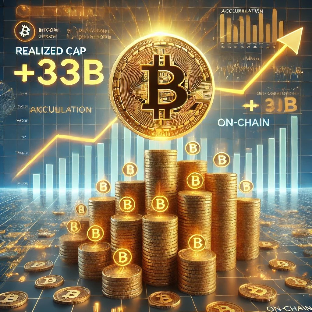Bitcoin Sees  Billion Daily Growth in Realized Cap Amid Ongoing Accumulation