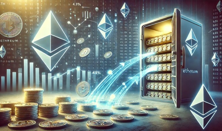 Ethereum Exchange Supply Drops To Record Low Of 4.9%