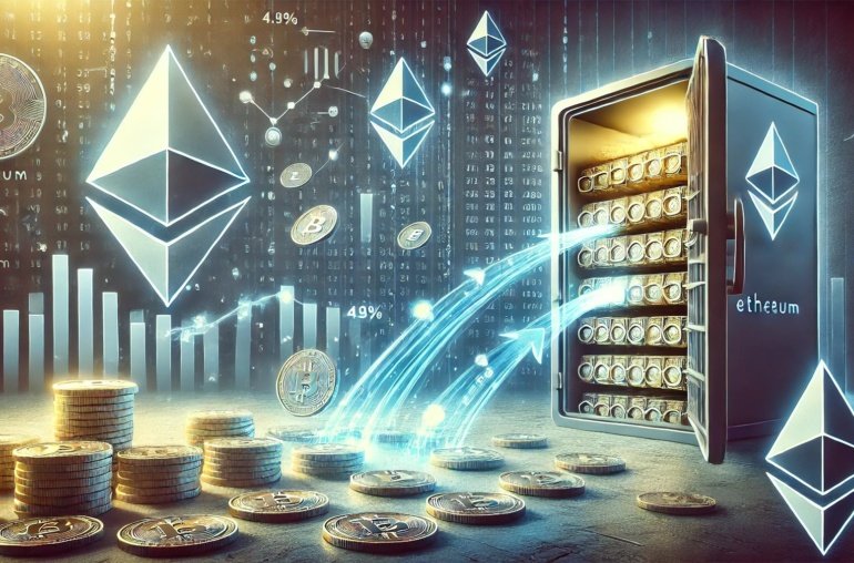 Ethereum Exchange Supply Drops To Record Low Of 4.9%