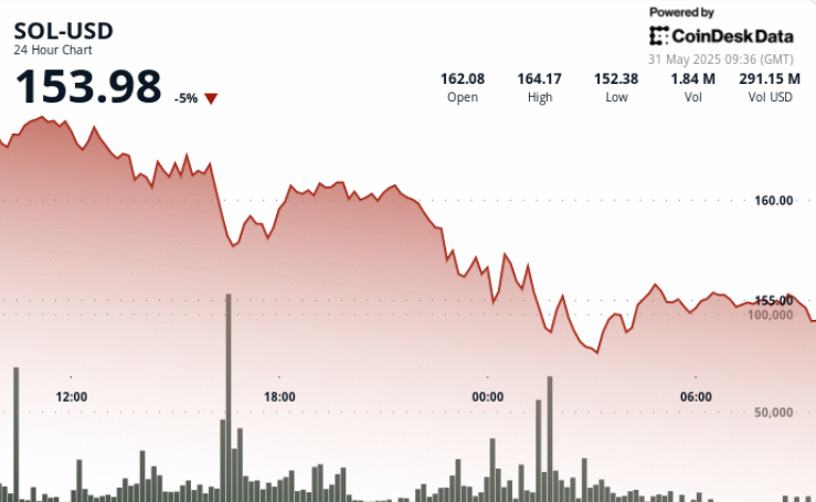 Solana’s SOL Dips 5% Amid Fading Memecoin Trading Activity on Network