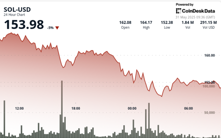 Solana’s SOL Dips 5% Amid Fading Memecoin Trading Activity on Network