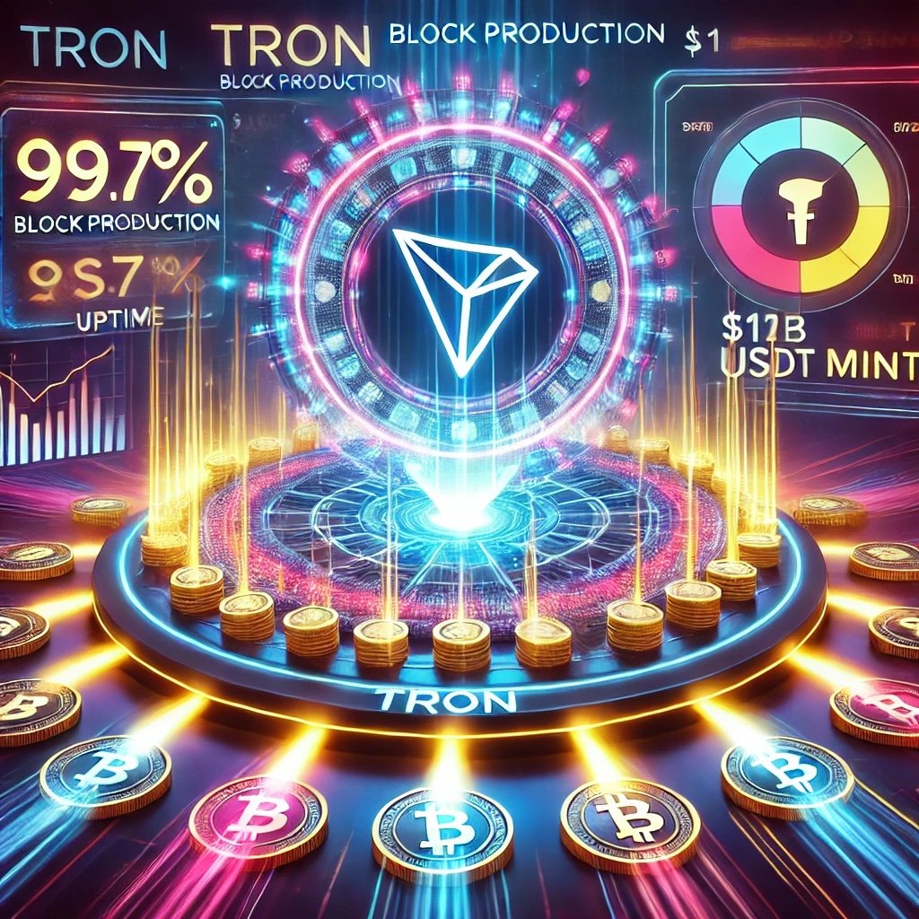 TRON Block Production Hits 99.7% as B USDT Mint Boosts Network Activity