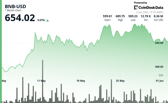 BNB Tests 0 Resistance as Price Forms Short-Term Bearish Pattern