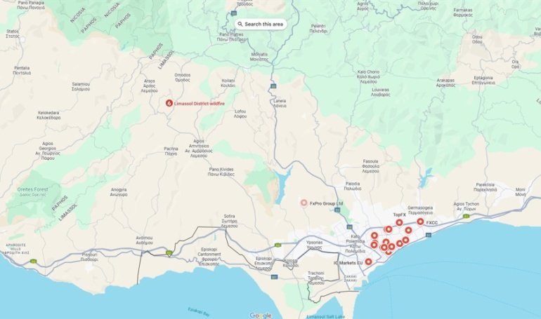 Cyprus Wildfire Engulfs Many Regions, but Still Far from CFDs Brokers’ Base in Limassol