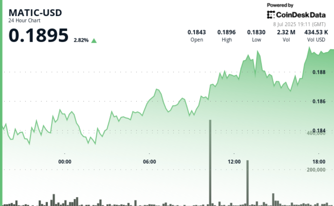 Polygon’s Token Gains 3% After Seeing ‘Exceptional’ Trading Volume