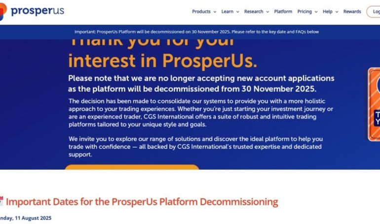 Singapore-Based Retail Broker ProsperUS to Shut Down 4 Years after Launch