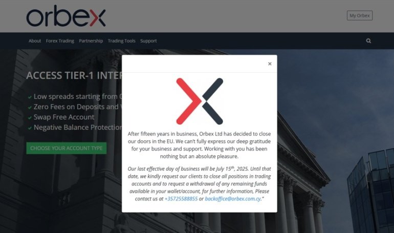 CFDs Broker Orbex Exits EU, Surrenders CySEC Licence