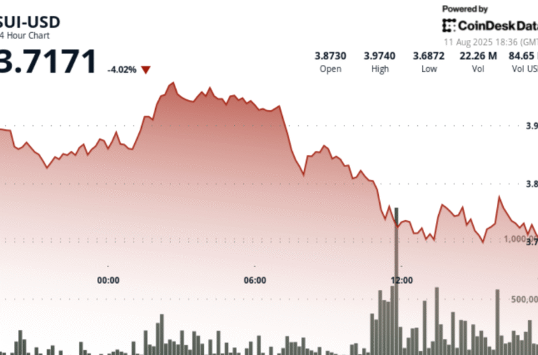 Sui Price Falls 4% as Heavy Selling Pressure and Long Liquidations Hit Market