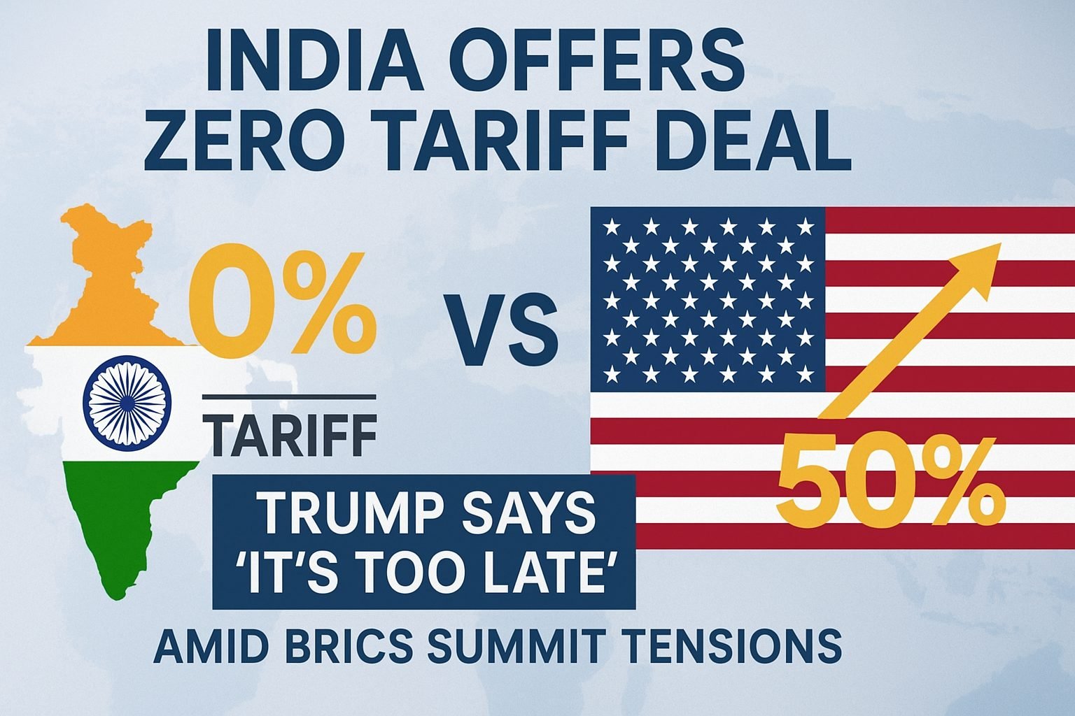 India Offers Zero Tariff Deal, Trump Says ‘It’s Too Late’ Amid BRICS