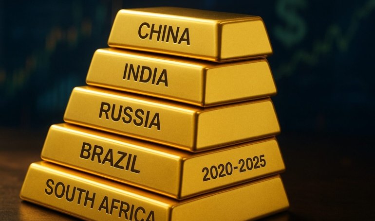 BRICS Gold 2020-2025 Purchases Reach 870t, Pressuring Dollar