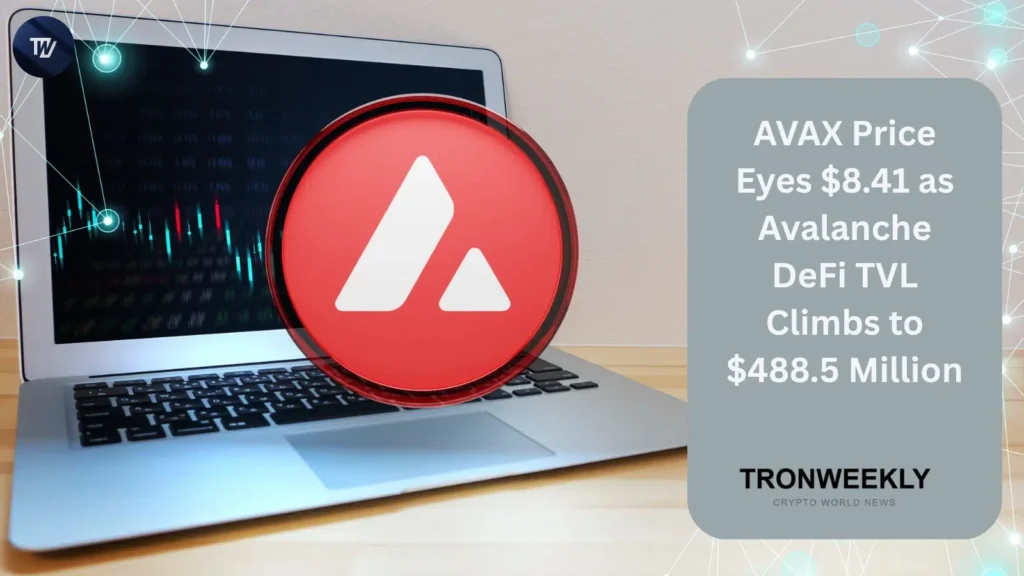 AVAX Price Eyes $8.41 As Avalanche DeFi TVL Climbs To $488.5 Million AVAX Price Eyes $8.41 As Avalanche DeFi TVL Climbs To $488.5 Million