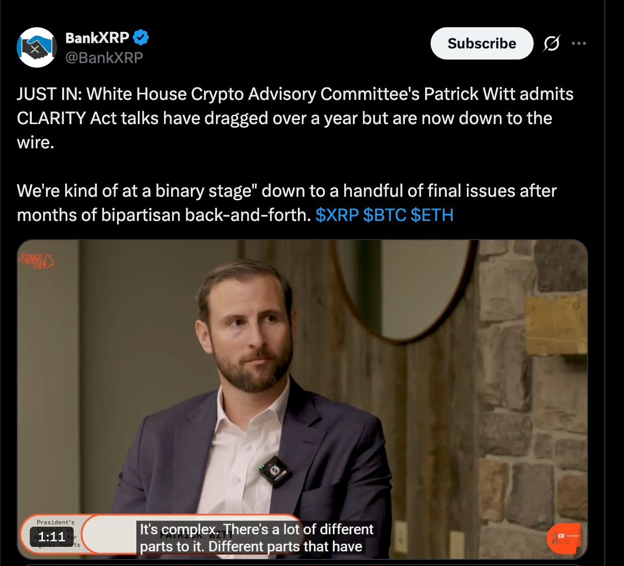 CLARITY Act discussion continues | Source: X