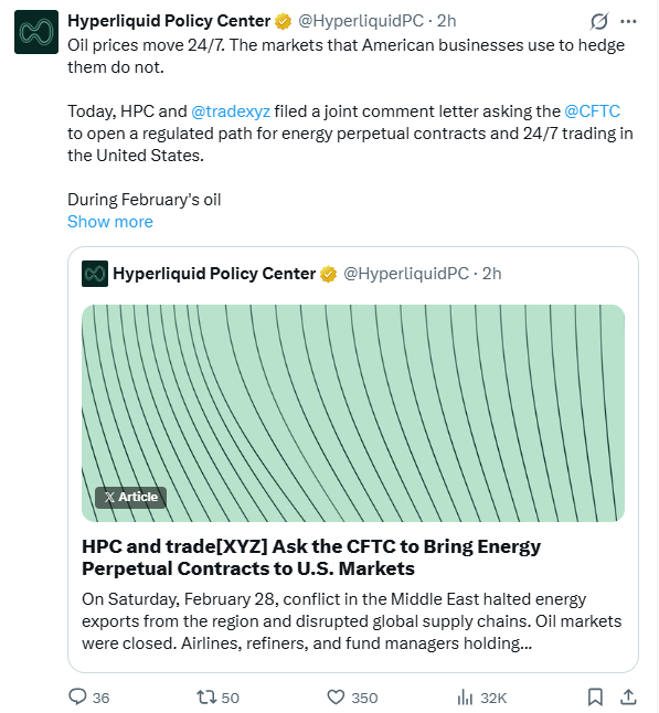 Hyperliquid Eyes Energy Derivatives in the US | Source: CFTC