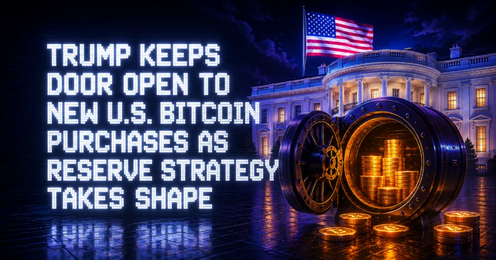 Trump Keeps Door Open to New U.S. Bitcoin Purchases as Reserve Strategy Takes Shape Trump Keeps Door Open to New U.S. Bitcoin Purchases as Reserve Strategy Takes Shape
