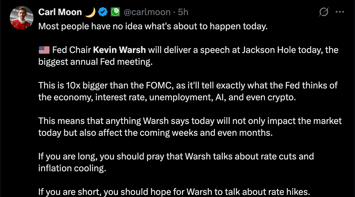 Fed Kevin Warsh Speech in Focus | Source: X