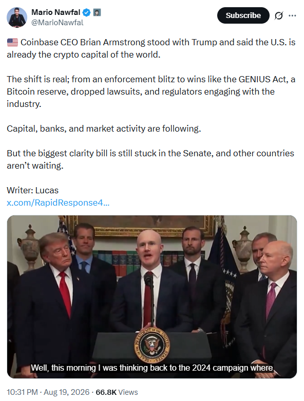 The Crypto White House Summit | Source: Mario Nawfal