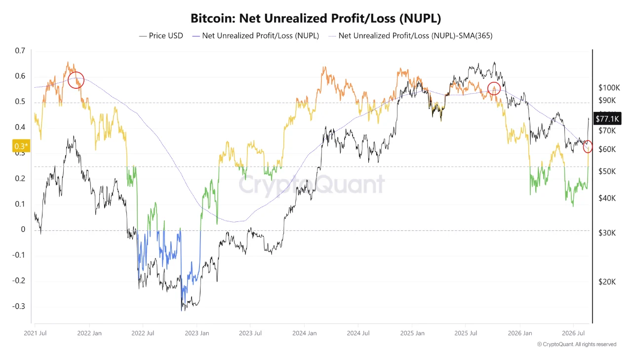 Bitcoin Net Unrealized Profit and Loss | Source: CryptoQuant