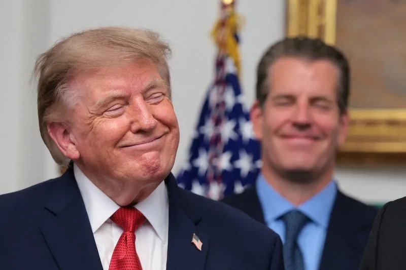 U.S. President Trump delivers remarks with cryptocurrency executives, at the White House in Washington