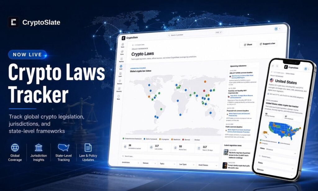 CryptoSlate Launches "Crypto Laws," the Most Comprehensive Free Global Tracker for Cryptocurrency Regulation