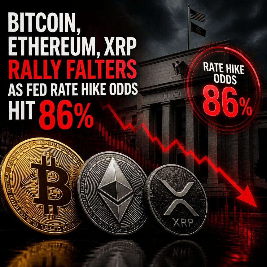 Bitcoin Ethereum Xrp Rally Falters As Fed Rate Hike Odds Hit 86