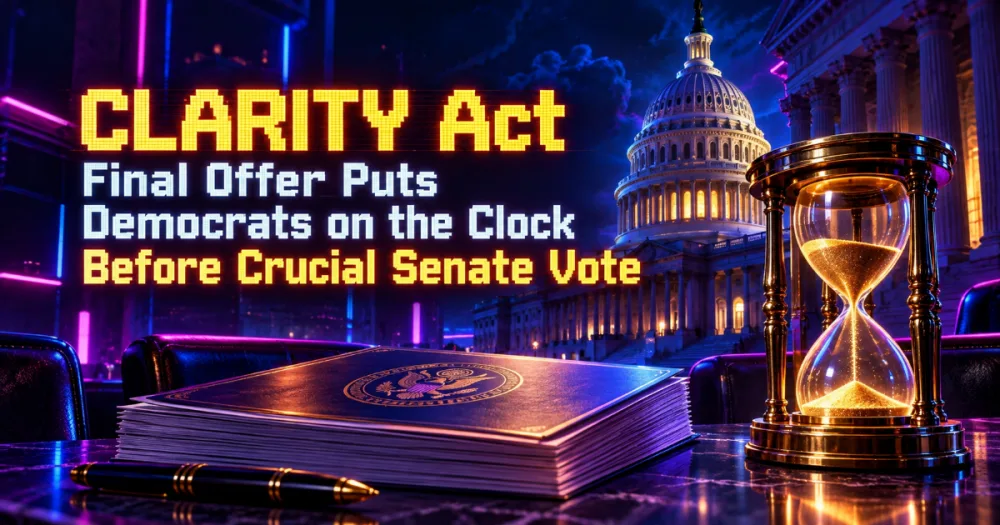 CLARITY Act Final Offer Puts Democrats on the Clock Before Crucial Senate Vote CLARITY Act Final Offer Puts Democrats on the Clock Before Crucial Senate Vote