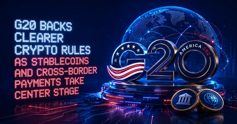 G20 Backs Clearer Crypto Rules as Stablecoins and Cross-Border Payments Take Center Stage G20 Backs Clearer Crypto Rules as Stablecoins and Cross-Border Payments Take Center Stage