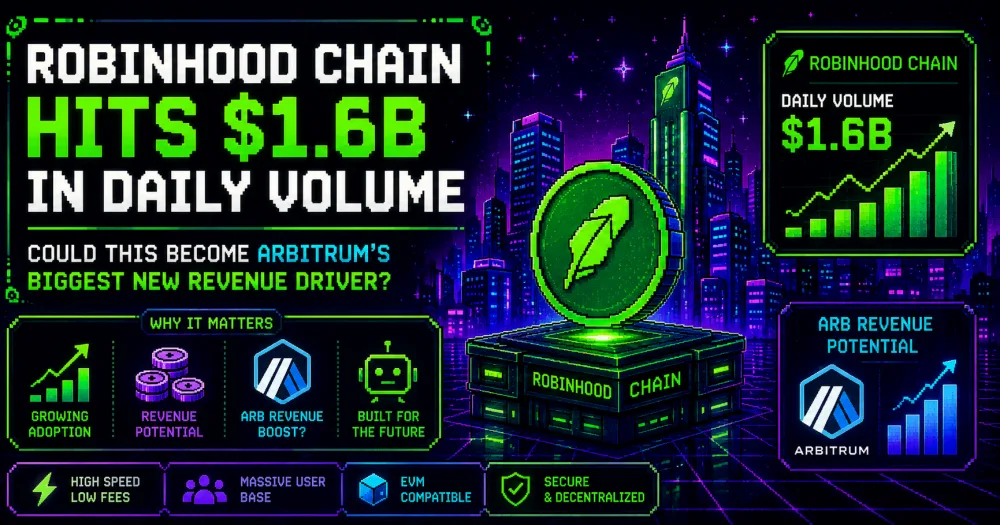 Robinhood Chain Hits $1.6B in Daily Volume: Could This Become Arbitrum’s Biggest New Revenue Driver? Robinhood Chain Hits $1.6B in Daily Volume: Could This Become Arbitrum’s Biggest New Revenue Driver?